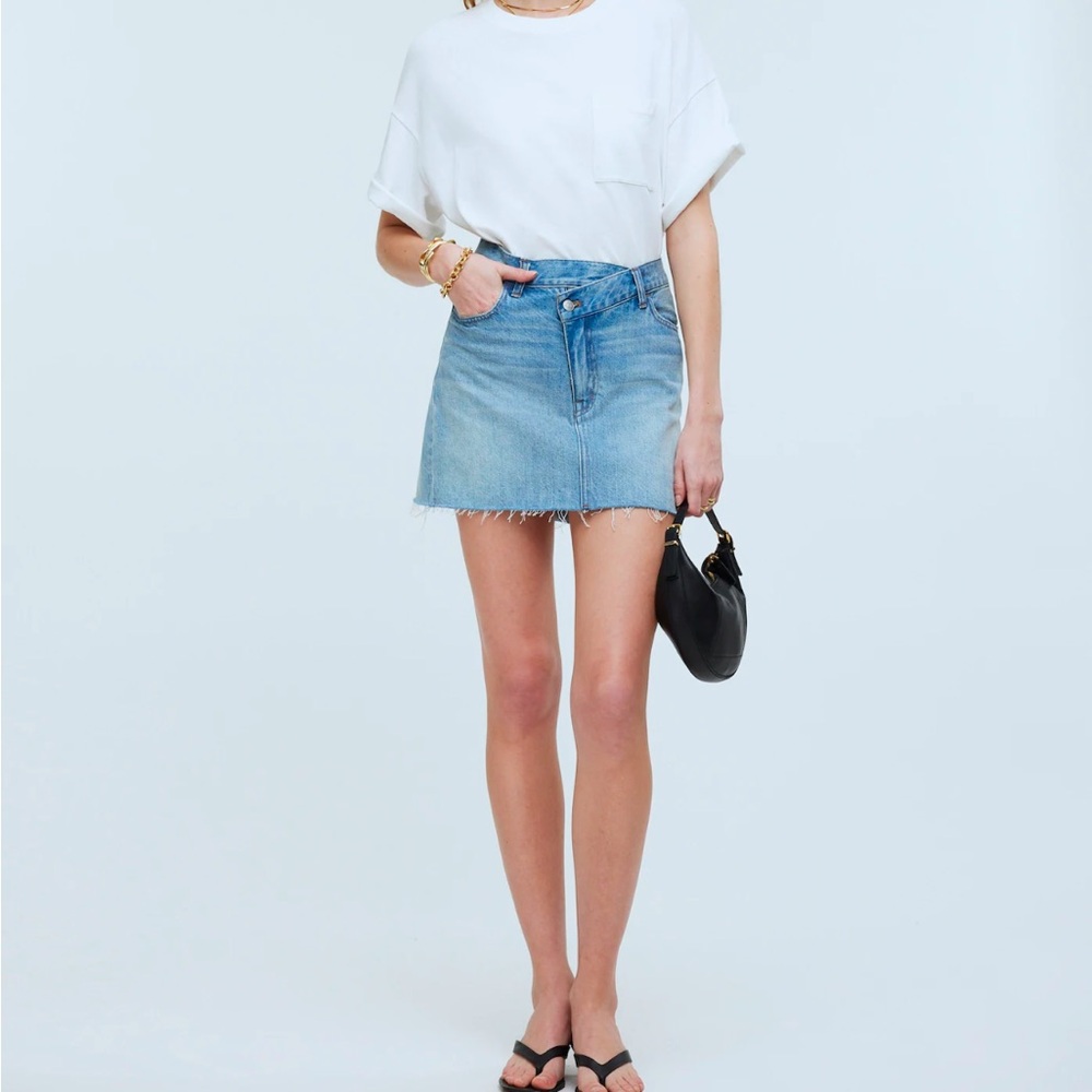 Madewell Denim Crossover-Waist Mini Skirt  in Ladson Wash